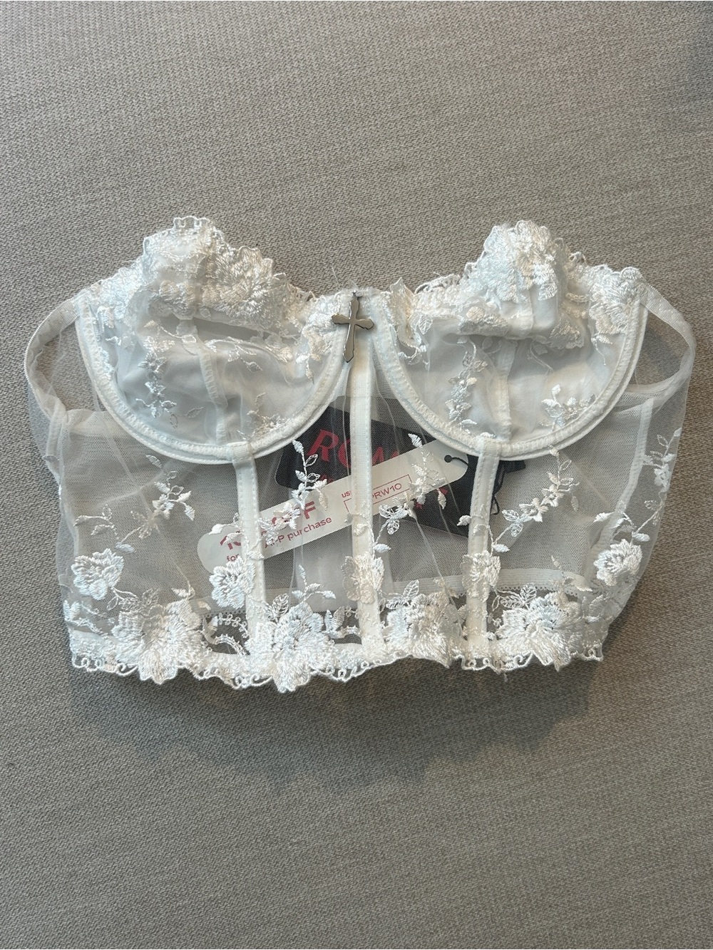 ROMWE White Floral Lace Longline Bustier Bra